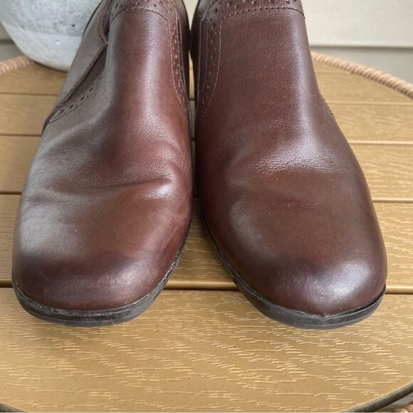 Vintage Thom McAn Brown Leather‎ Slip-on Bootie Women’s 8.5W Retro Block Heel - Picture 4 of 11